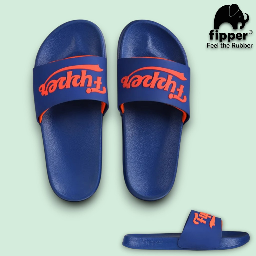 FIPPER SLIP ON ACE NAVY / NAVY / ORANGE - sandal slide pria/wanita