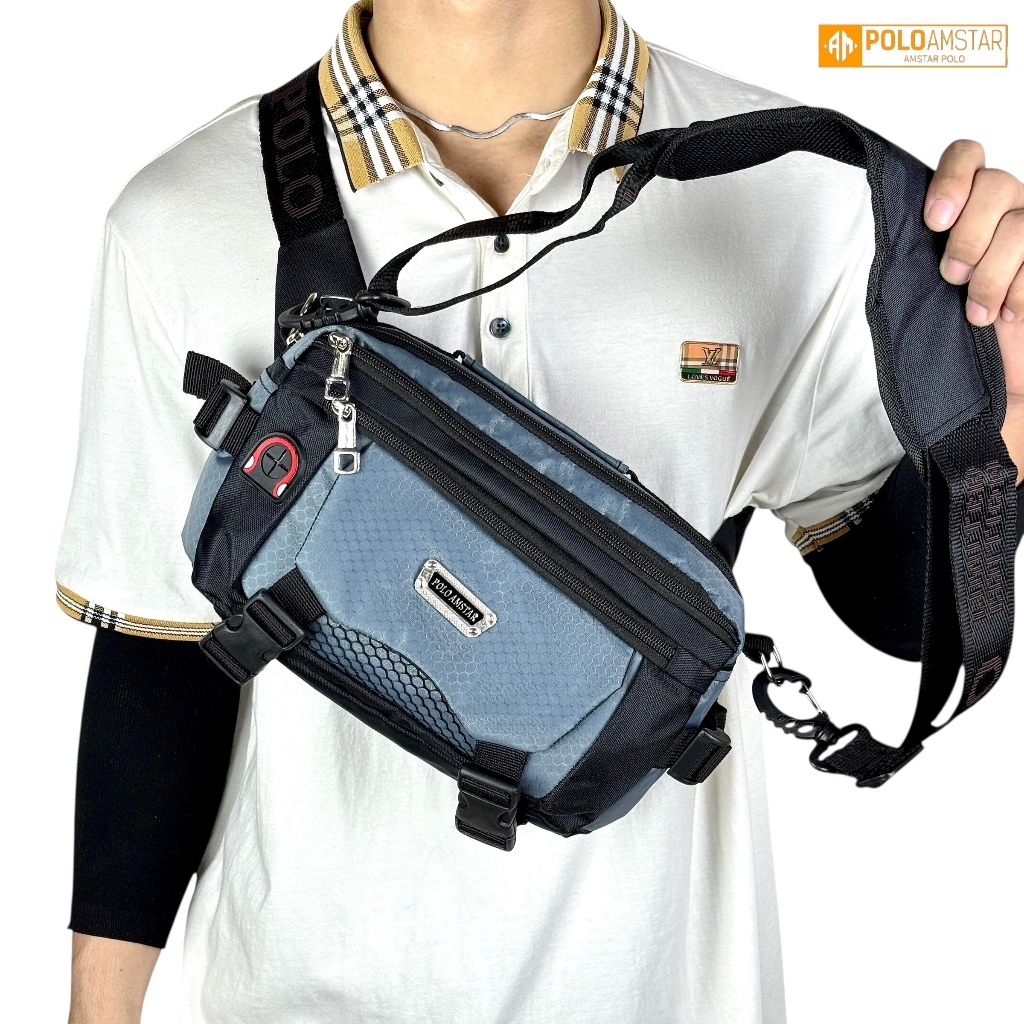 Tas Selempang Pria Polo Amstar Slingbag Tas Kerja Kuliah Sekolah Simple Ukuran Size Besar