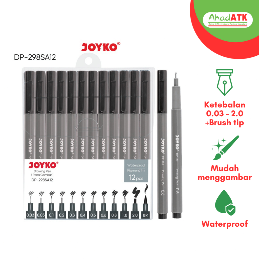 

Joyko drawing pen isi 12 pena gambar waterproof DP-298SA12