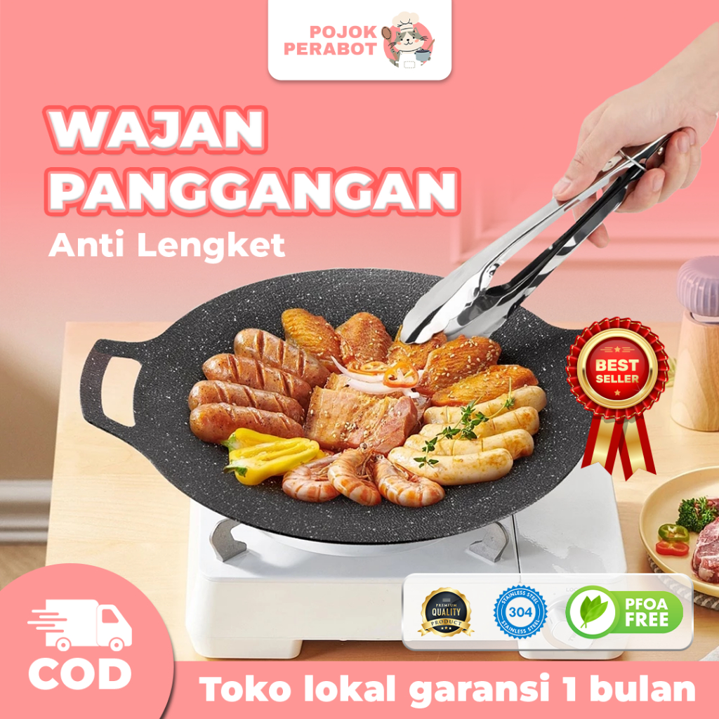 Grill Pan BBQ Anti Lengket Alat Panggangan Ala Korea BBQ Serbaguna