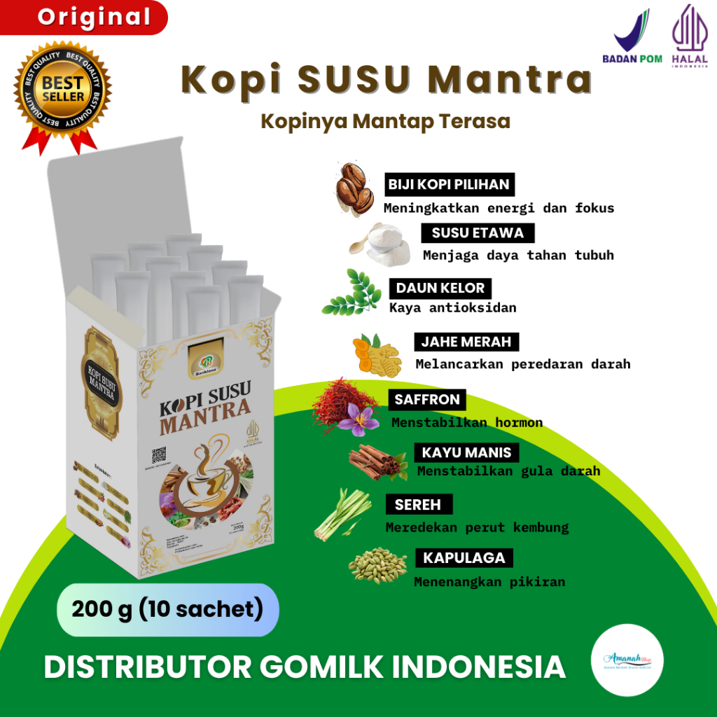 KOPI MANTRA - KOPI HERBAL Premium untuk Pria & Wanita - Aman di Lambung -