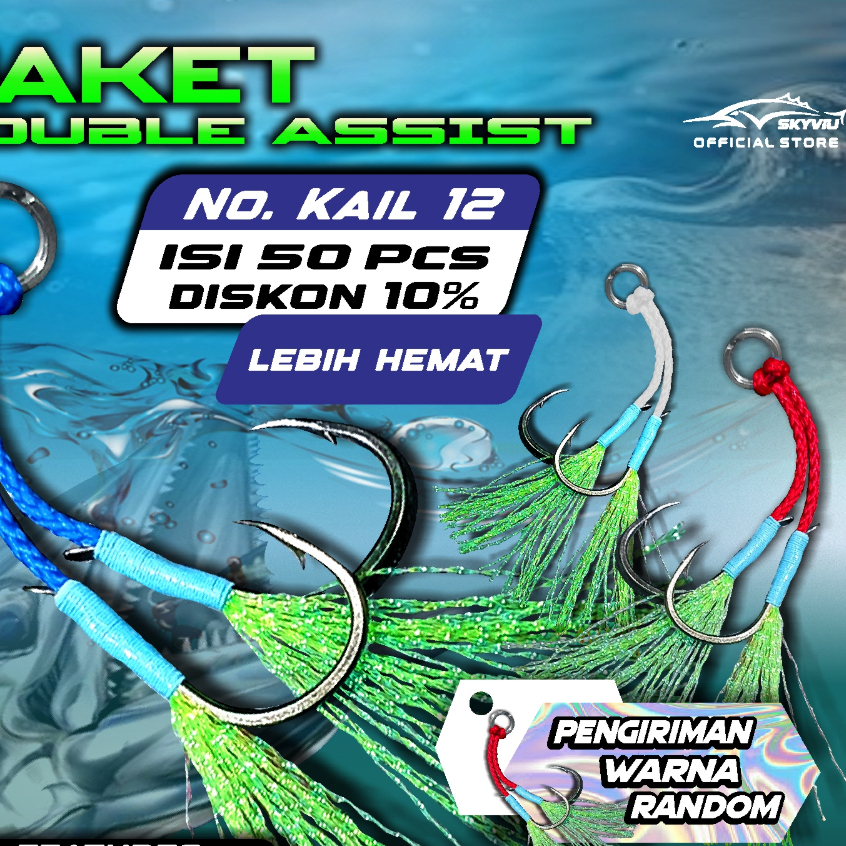 Paket Murah SKYVIU Assist Hook Jig 20gr Dobel Asist 20 Gram Asis 20g Murah Kuat Untuk Micro Jig Mikr