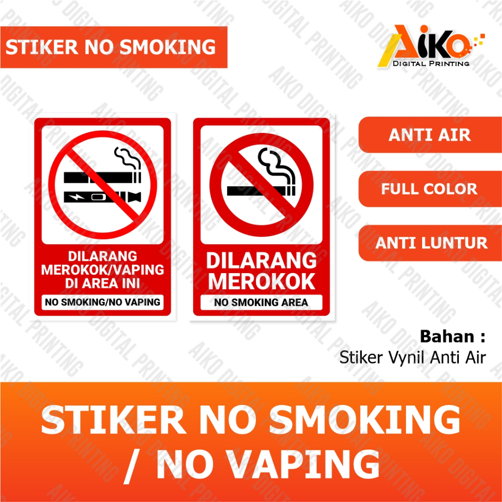 

STIKER NO SMOKING NO VAPING | STIKER DILARANG MEROKOK ANTI AIR