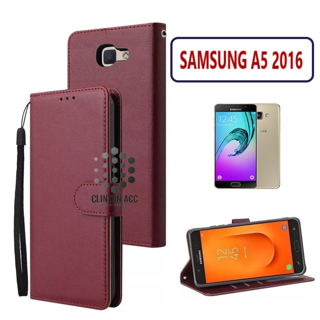 CASE HP SAMSUNG A5 2016 FLIP WALLET LEATHER DOMPET KULIT SOFTCASE PREMIUM FLIP COVER SARUNG BUKA TUT