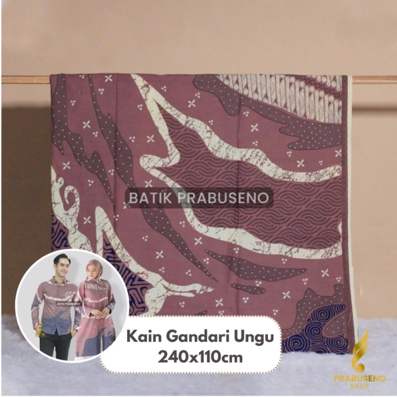 GANDARI UNGU Kain Bahan Batik Meteran Prabuseno Wanita Pria Premium Halus Motif Elegan Modern
