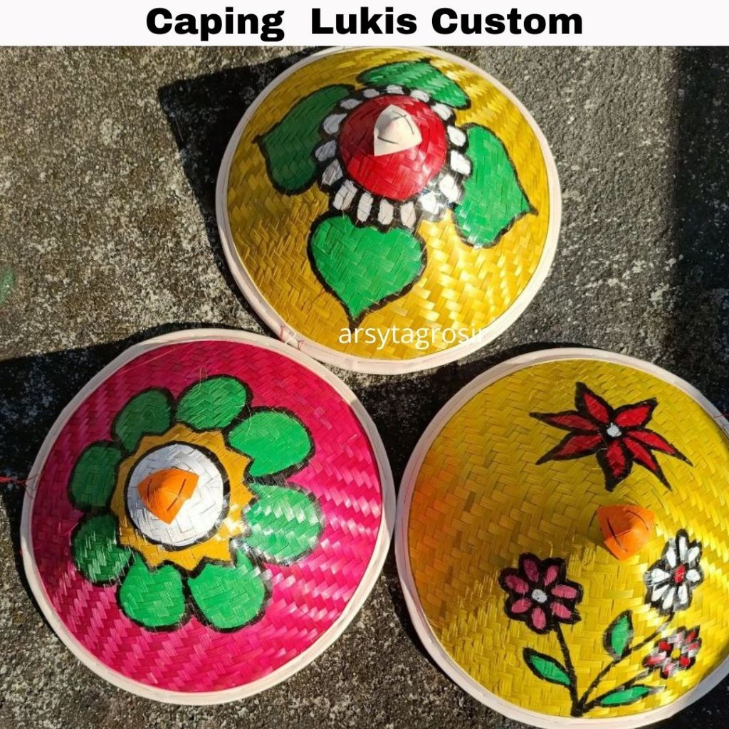 caping lukis dekorasi - caping petani unik