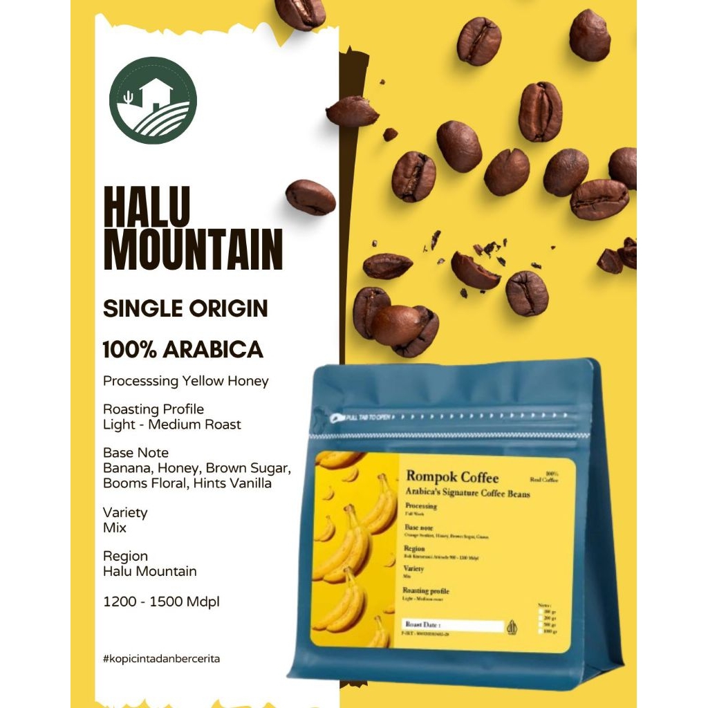 

Kopi Arabica Halu Banana Biji Kopi Asli Original100gram Rompok Coffee Roastery Kopi ArabicaTerenak