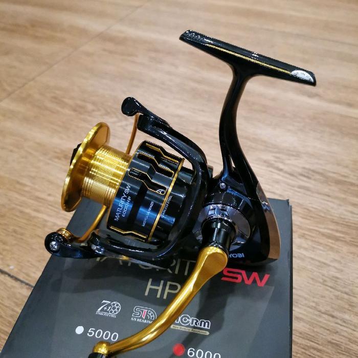 Reel Ryobi Maturity SW HP 1000 2000 3000 4000 5000 6000 8000 Gold Power Handle Katrol Metal - 8000