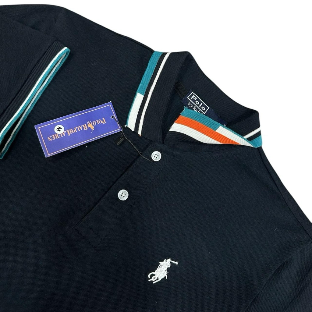 Polo shirt pria model list rajut kerah premium Quality | kaos berkerah logo bordir kerah rajut