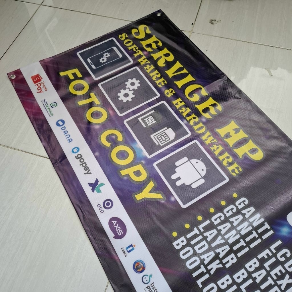 Hisperingin_ Banner Spanduk Konter Service Hp Ukuran 250X60 Cm Hhh