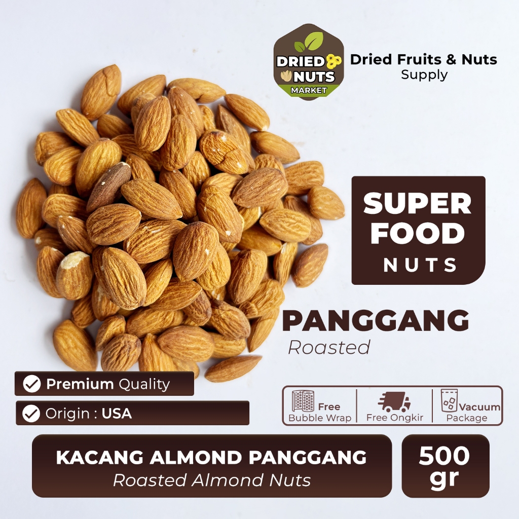 

Kacang Almond Panggang Premium 500gr | Roasted Almond Nuts USA