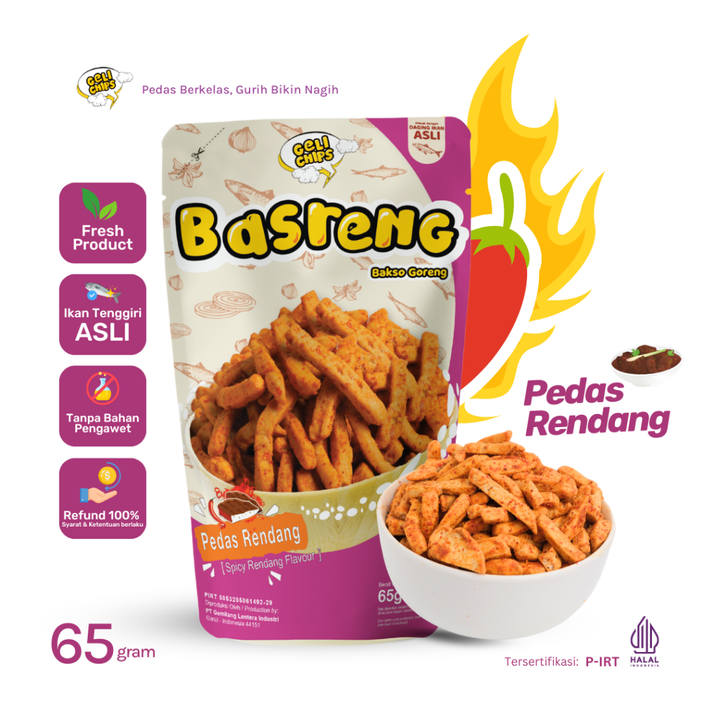 

GELICHIPS - Bakso Goreng (BASRENG) Rendang Pedas Gurih 65gr