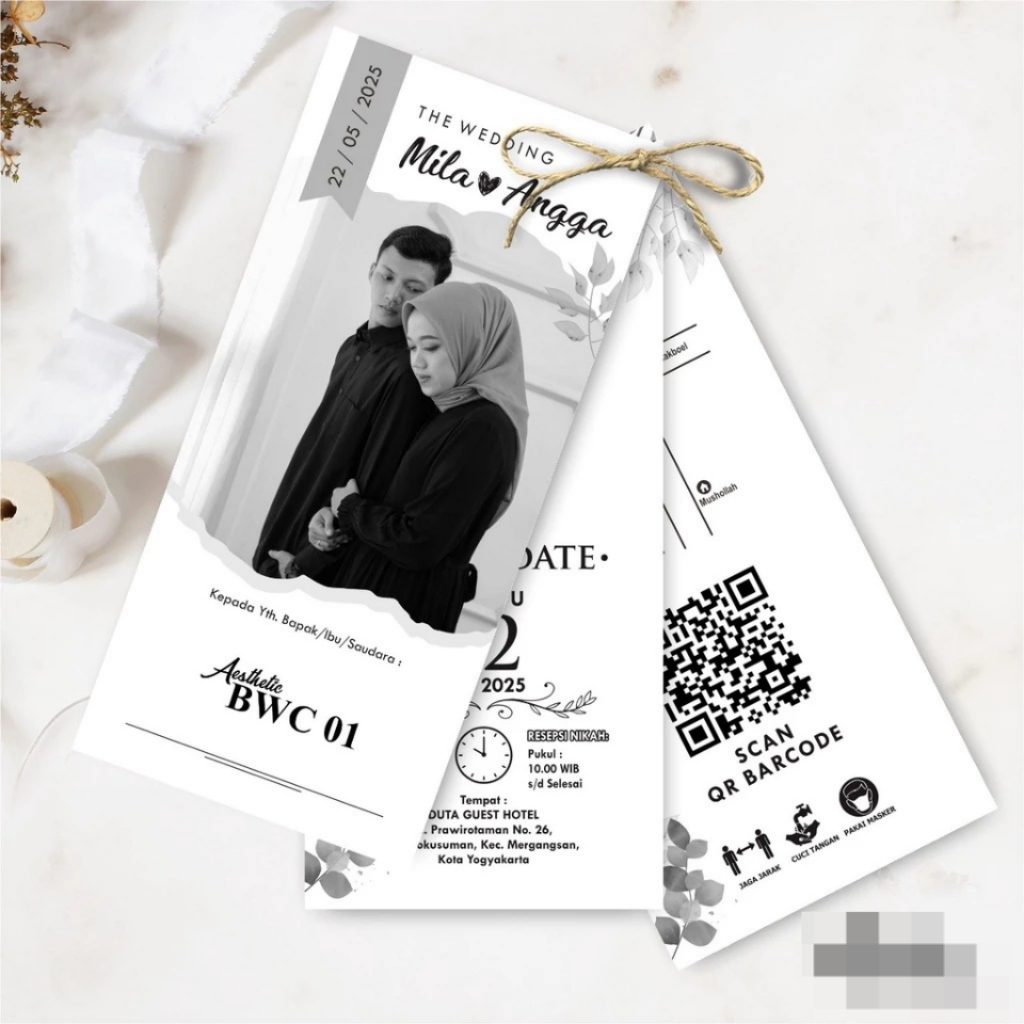 UNDANGAN PERNIKAHAN AESTHETIC FOTO - UNDANGAN NIKAH BWC TALI - UNDANGAN CUSTOM MURAH