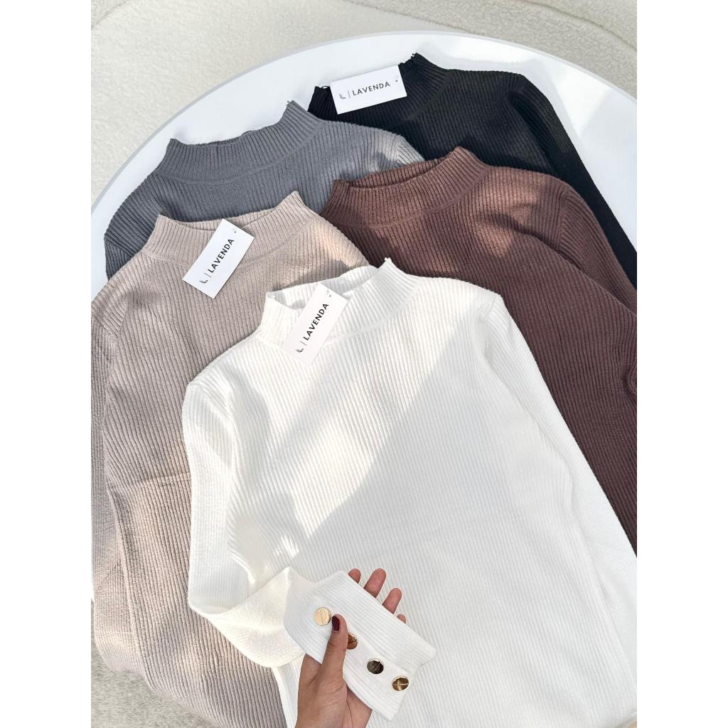 INNER RAJUT KNIT BUTTON IMPORT - Manset Baju Inner Rajut Knit Halus Lembut kancing Gold Hidup Premiu