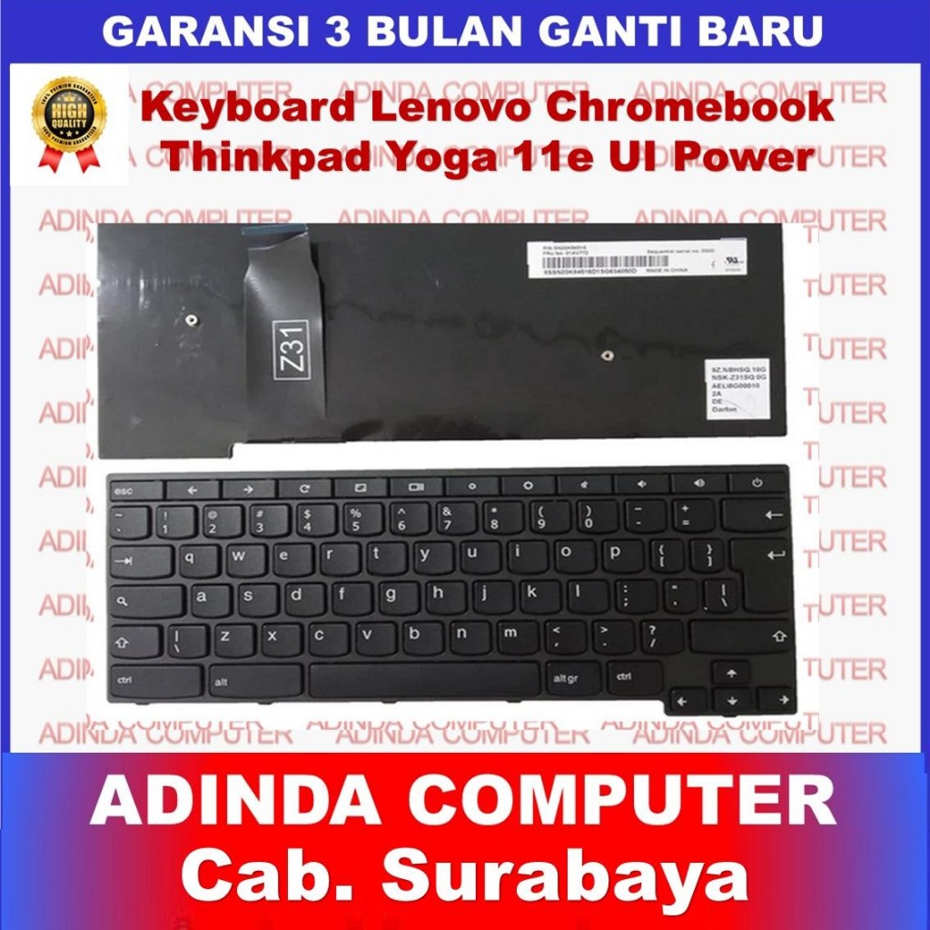 Keyboard Lenovo Thinkpad Chromebook Yoga 11e UI Power Big Enter