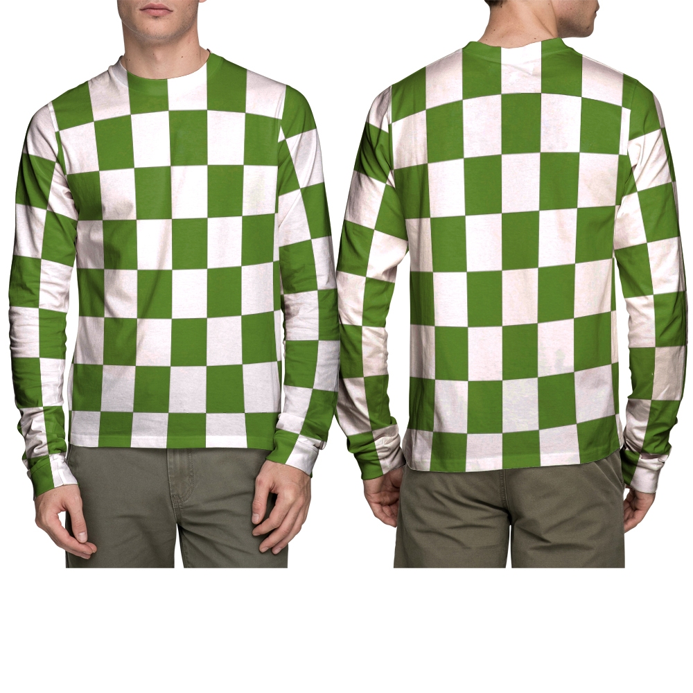 Jual Kaos Pria Tangan Panjang Motif Catur Fullprint Keren