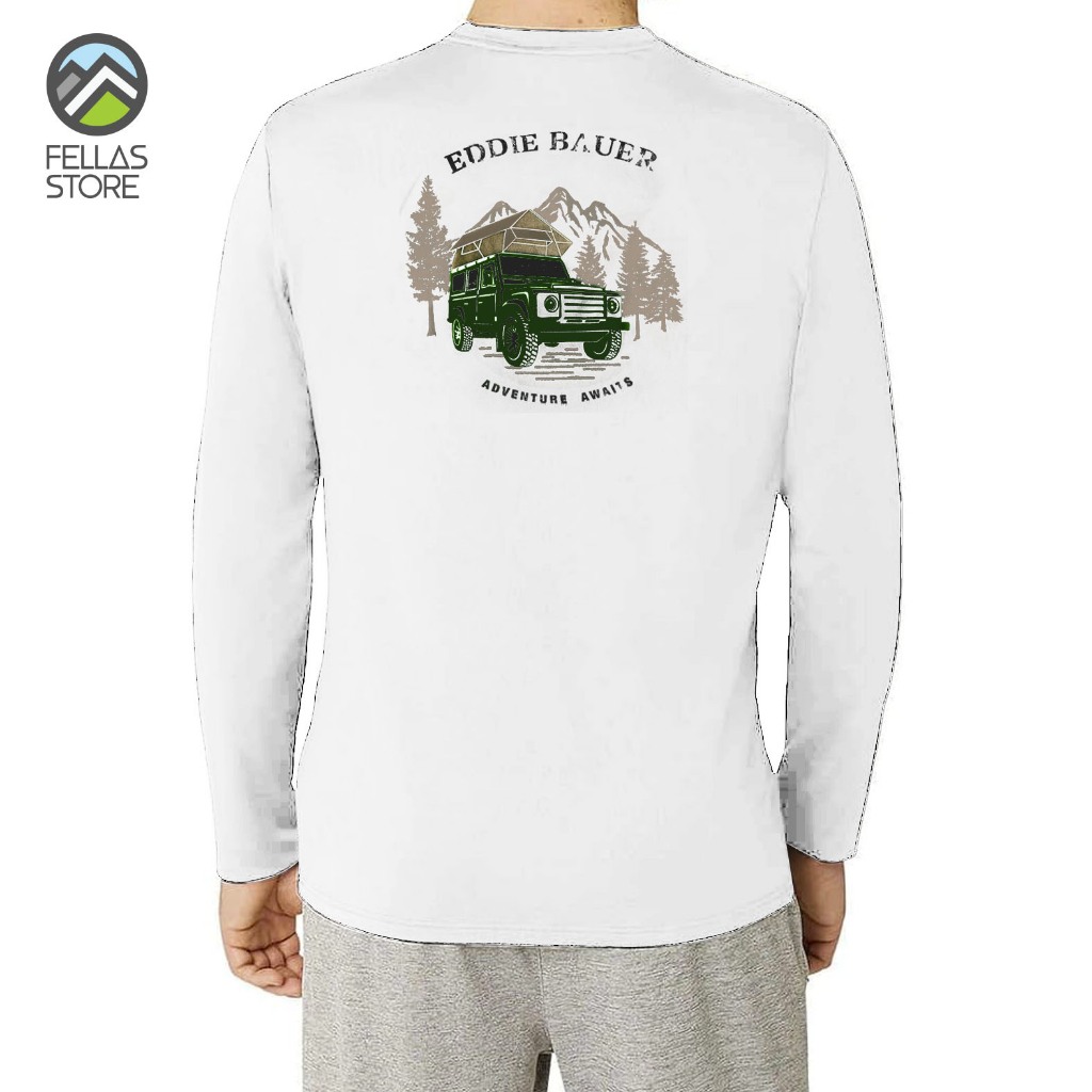 Kaos Eddie Bauer - Long Sleeve Graphic Gear Adventure Awaits White