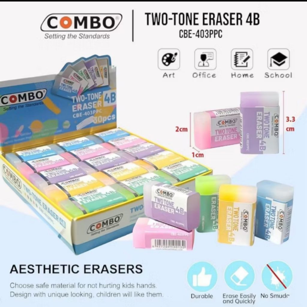 

Two-Tone Eraser CBE-403PPC / Penghapus Pensil 2 Warna Gradiasi / Hapusan Pensi / Pencil
