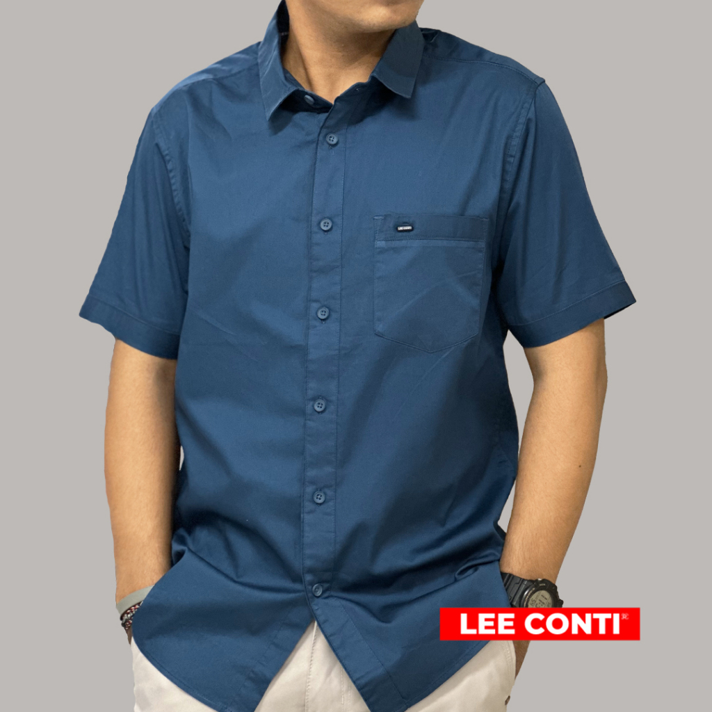 LEE CONTI Kemeja Pria Pendek Kerah Glossy ( RCO )