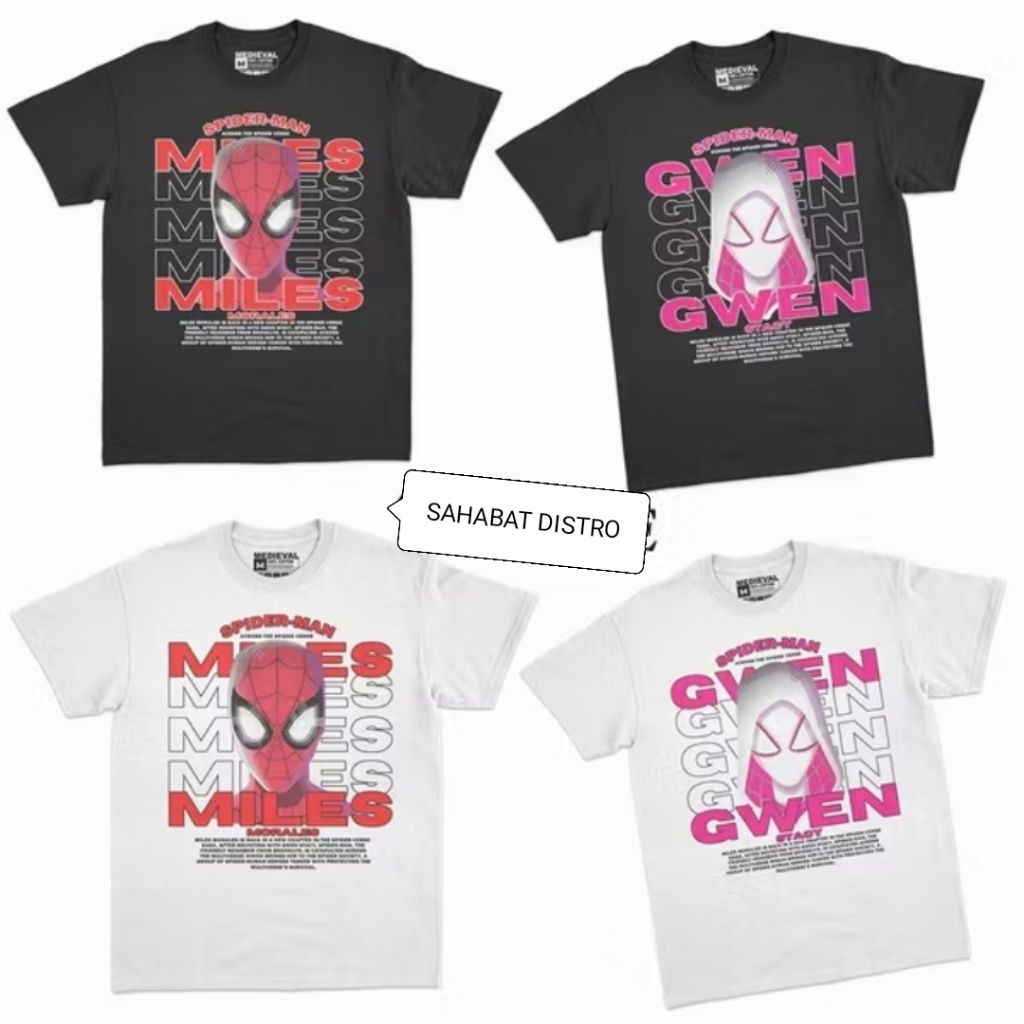 Kaos Couple Spider Gwen & Miles Z5 l T-shirt Couple l Baju Couple Pasangan Kaos Couple Spiderman ~ F