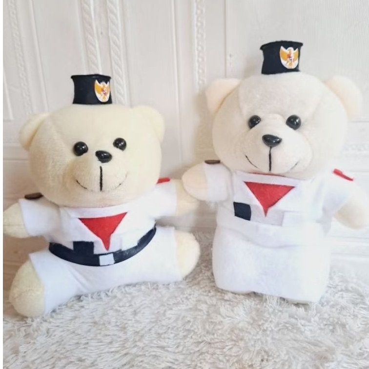 Boneka bear 14-15cm model baju paskibra/boneka buket model paskibra