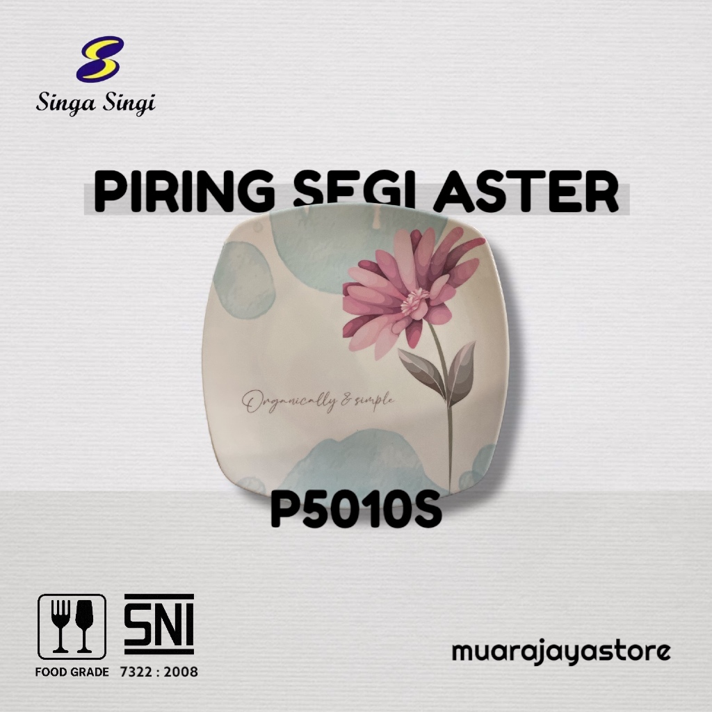 Singa Singi MelamineWare | Piring Segi Motif Aster