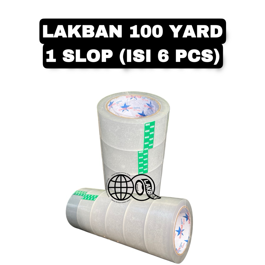 

Lakban Bening/Putih Transparan 100 Yard Full 2 Inch 45 mm 1 Slop (isi 6 pcs)