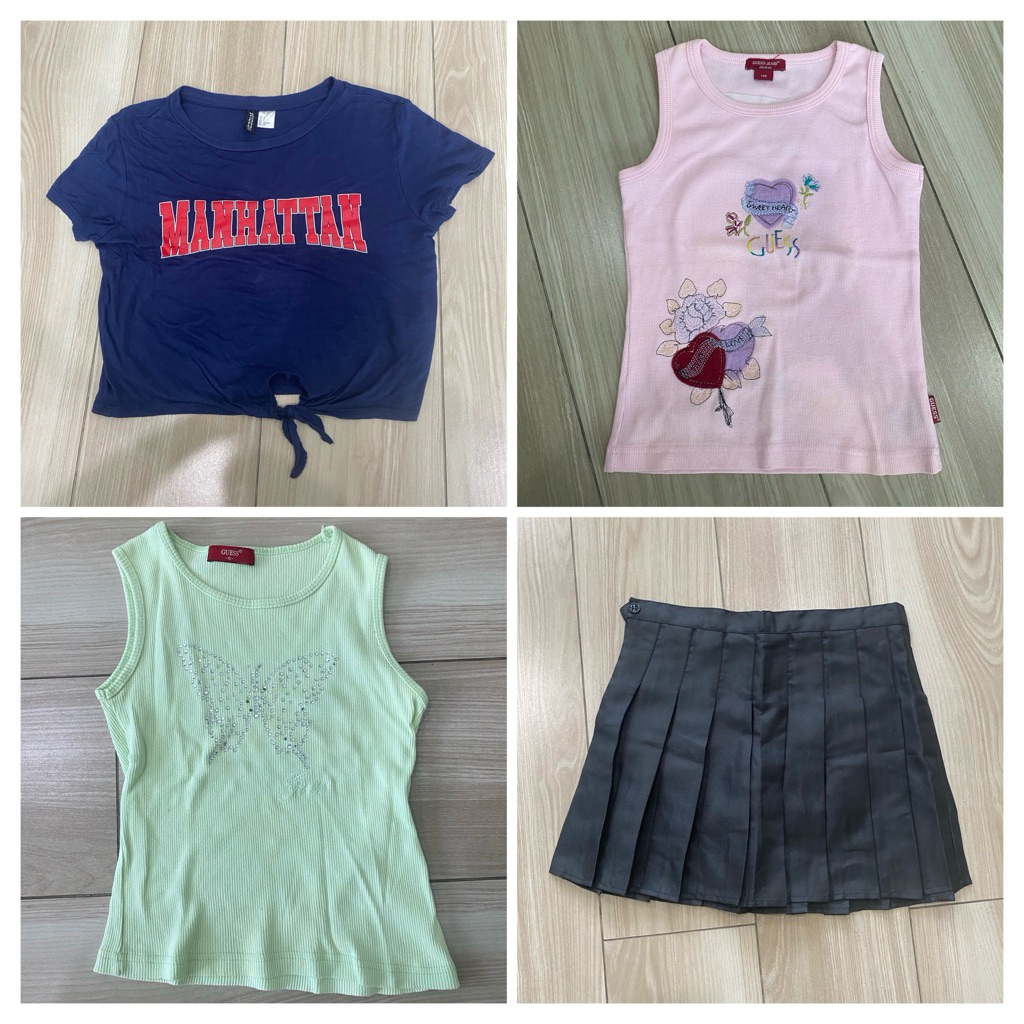 Clothes Y2K Fashion Vintage Guess Vest Outer Preloved Good Condition Crop top Sweater Overalls Baju 