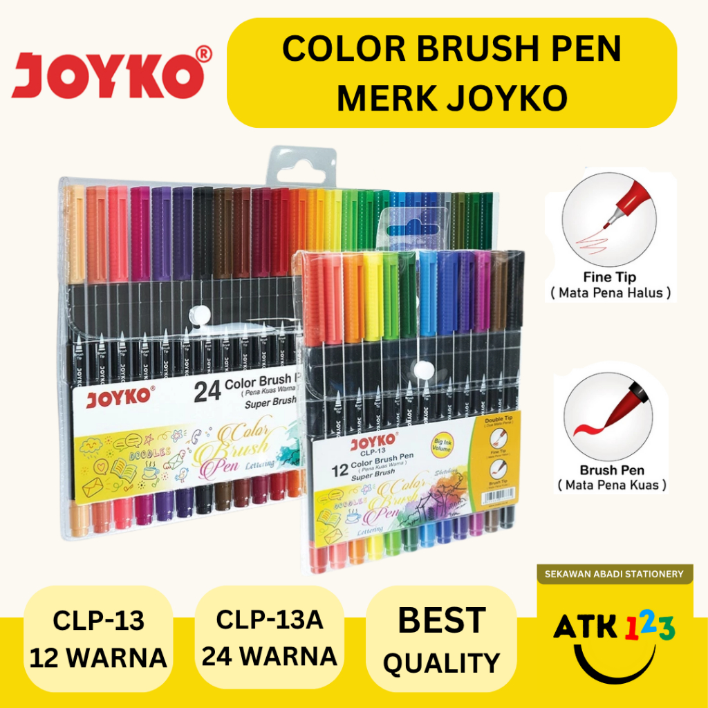 

Color Brush Pen Pena Kuas Warna Joyko CLP-13/A 12/24 Warna Dual Tip (Brush Pen + Fine Tip Pen)