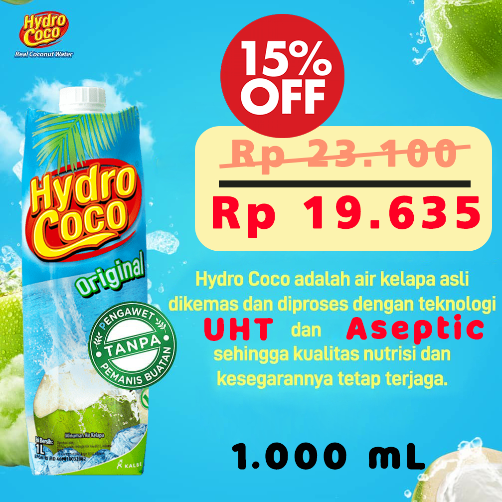 

Hydro Coco 1lt Original Minuman Air Kelapa