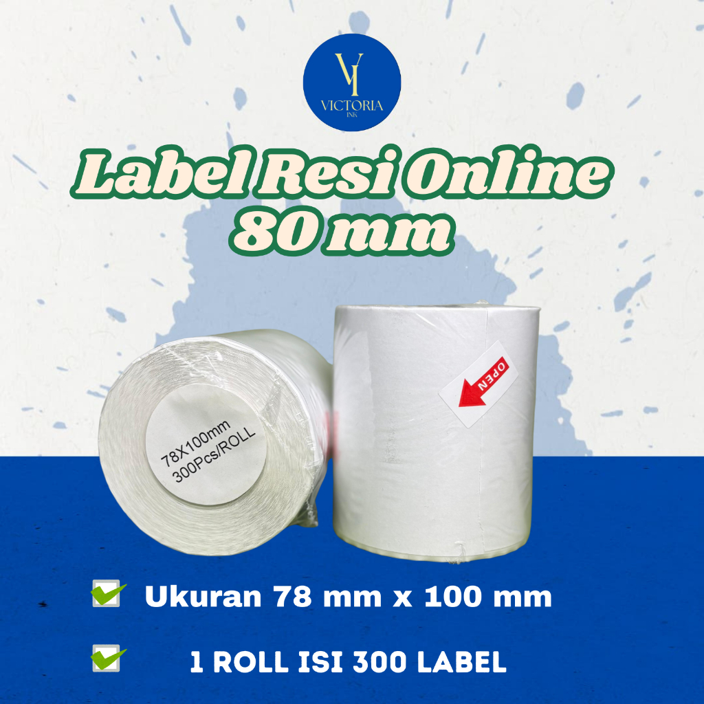 

1 Dus Direct Thermal Stiker 78x100 Label Resi 78x100mm isi 300 Lembar Per Roll Untuk Printer 80mm