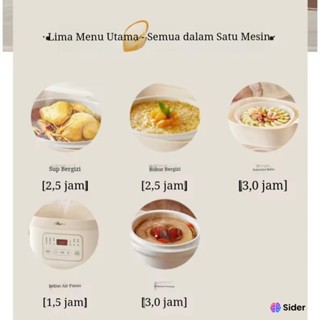 MPASI Cooker Slow Cooker Bear 1.6L Panci Keramik Steamer Food Maker D16C1