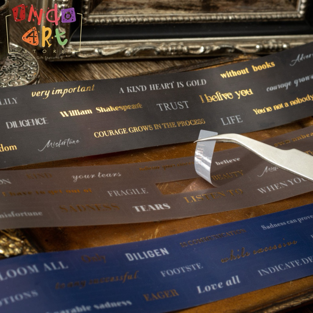 

(IAS) Washi Tape Isolasi Solatip Sticker Roll Gold Foil Words Letter Kata Kata Shakespear Puisi Poem Journaling Scrapbook Unik