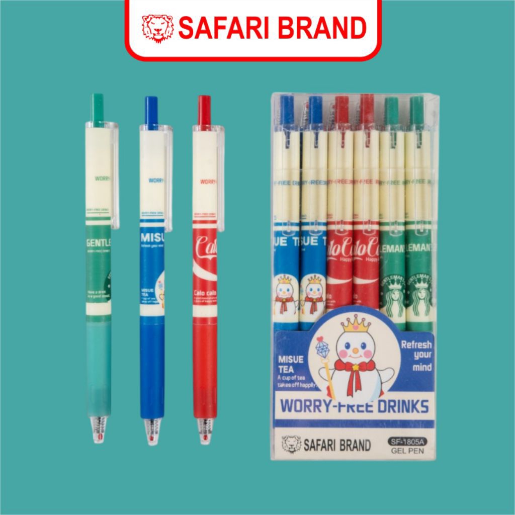 

(MIXUE SF-1805A LSN) Bulpen Pulpen Pen Bullpoint Clik Gel Karakter Merk Safari Brand