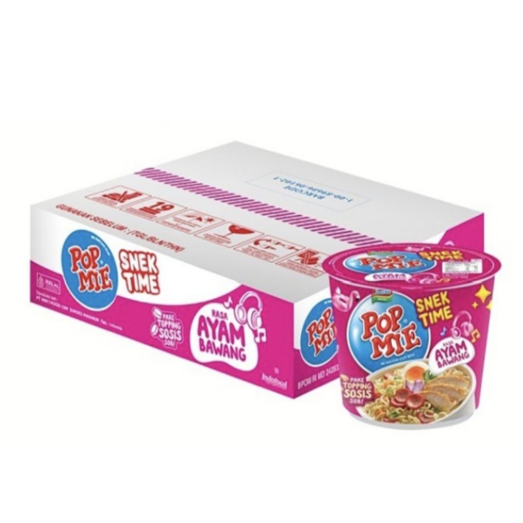 

POP MIE MINI 1 DUS Pop Mie Snek Time 39gr/40gr 1 dus isi 12 Goreng/AyamBawang/Soto/Bakso