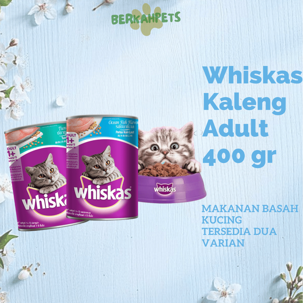 Whiskas Kaleng 400gr - Makanan Kucing Basah Kaleng Can Wet Cat Food Pakan Anabul Ocean Fish Adult Ki