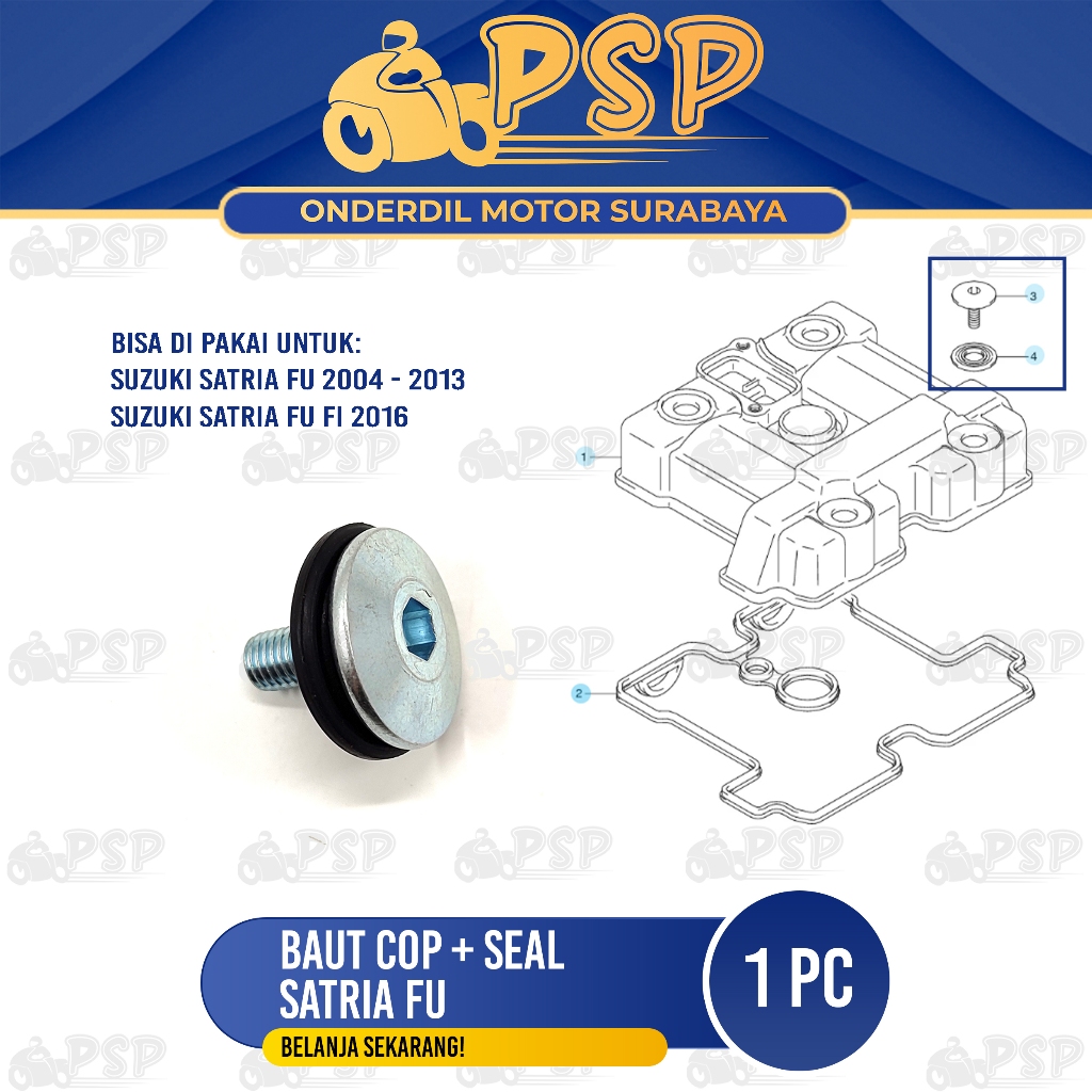 Baut Cop + Seal Satria FU - Baud Tutup Silinder Head Kop + Karet Suzuki Satria FU FI