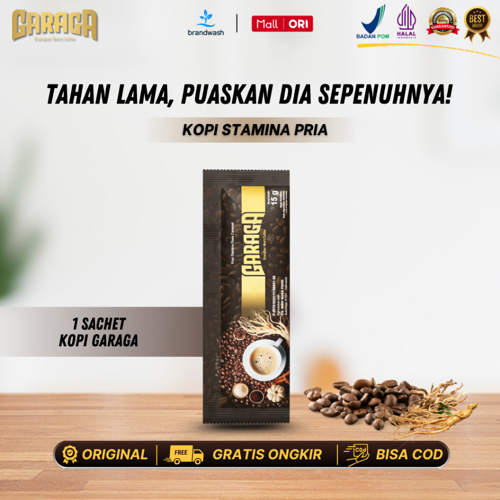 

GARAGA Kopi Ginseng Stamina Pria Tahan Lama BPOM 1 Sachet