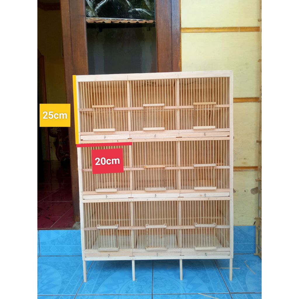 Sangkar burung Tingkat Sekat Ombyokan box ternak untuk burcil ukuran 20x20x25