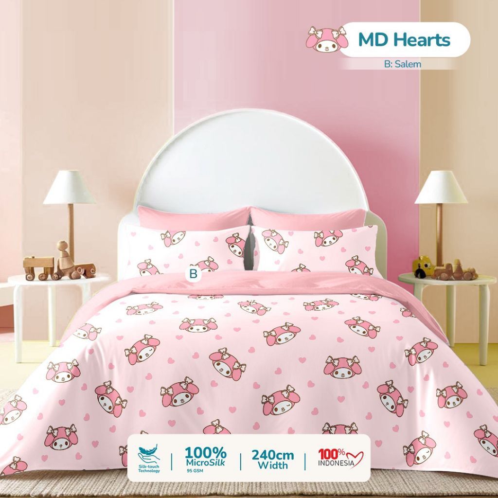 Sprei my melody hearts sprei lucu ukuran lengkap sprei anak sprei set anti geser sprei murah sprei90