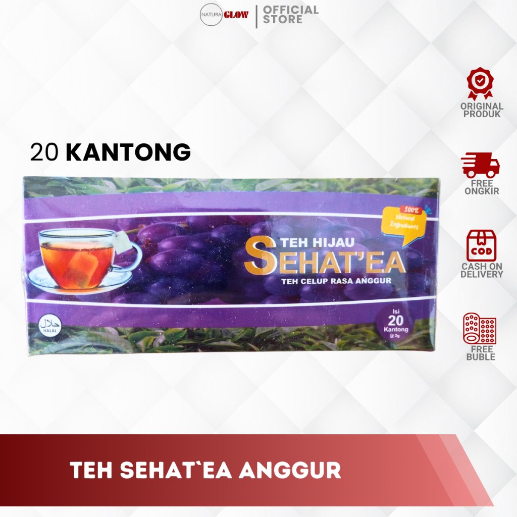 

TEH HIJAU SEHAT'EA RASA ANGGUR - teh celup sehat & menyegarkan | kaya antioksidan | bantu diet & jaga kebugaran | rasa anggur unik | original Alifa 100%