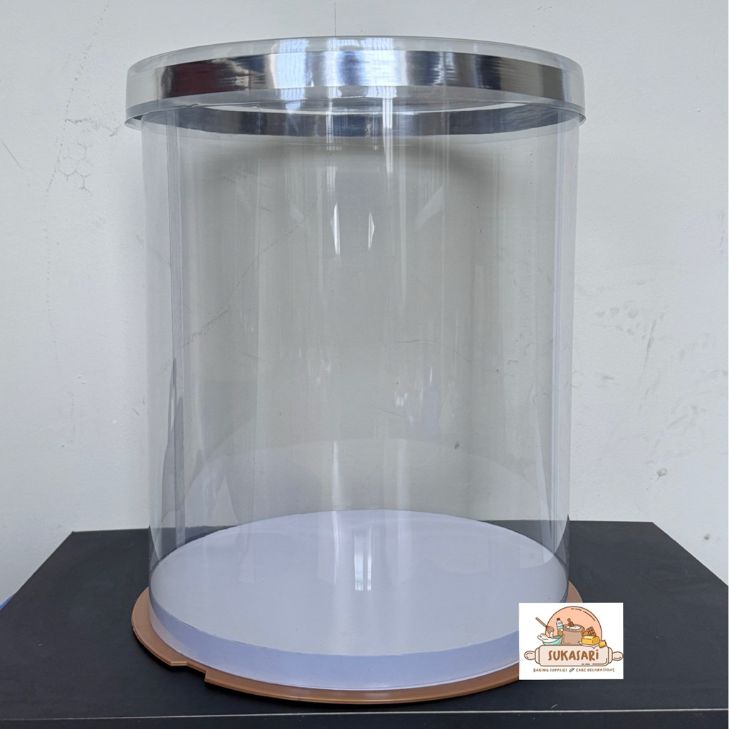 Mika Cake Bulat 25 cm Emas Putih Cake box round Gold White Tinggi 30 cm