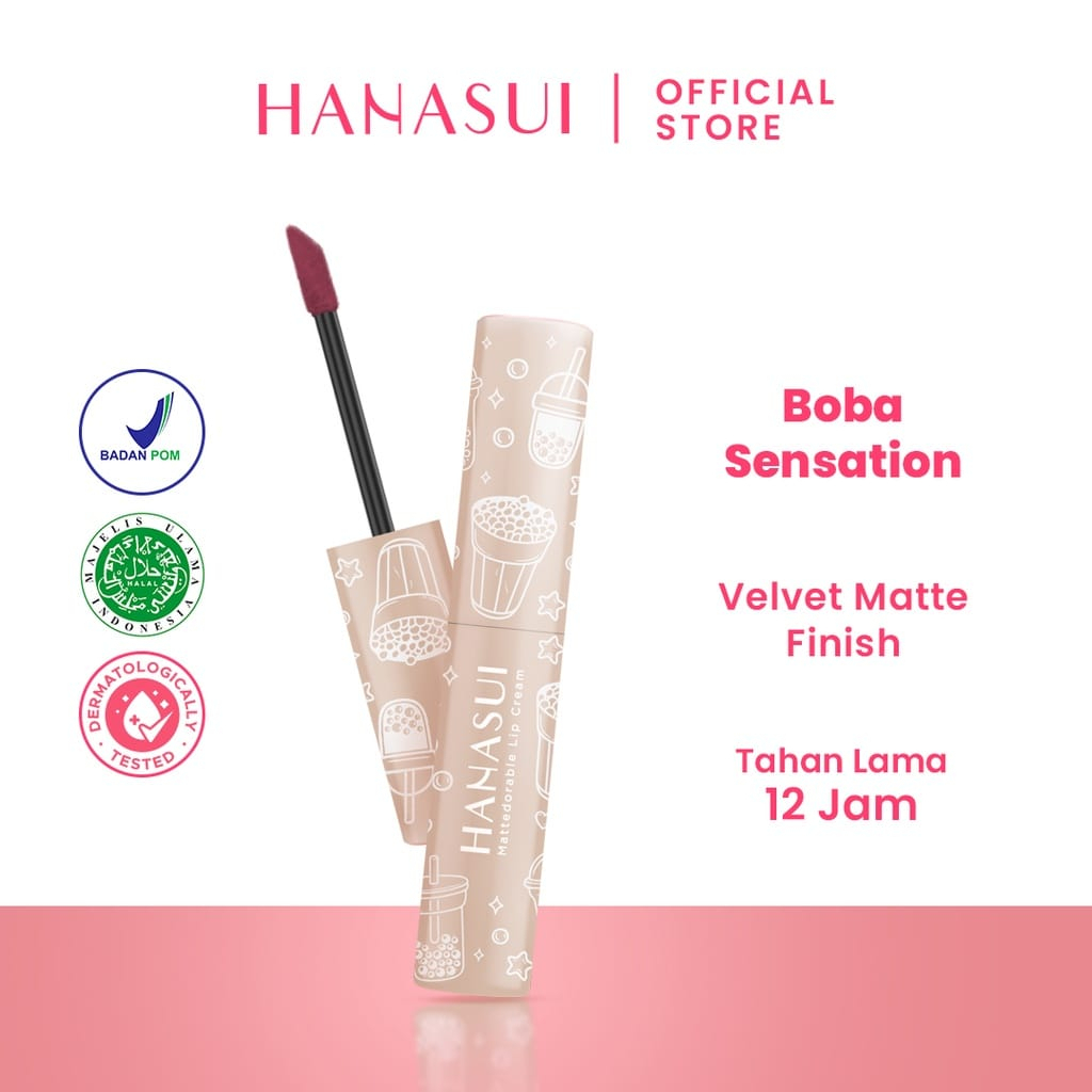 HANASUI LIPSTIK / HANASUI LIP CREAM BOBA EDITION HARGA GROSIR BISA COD