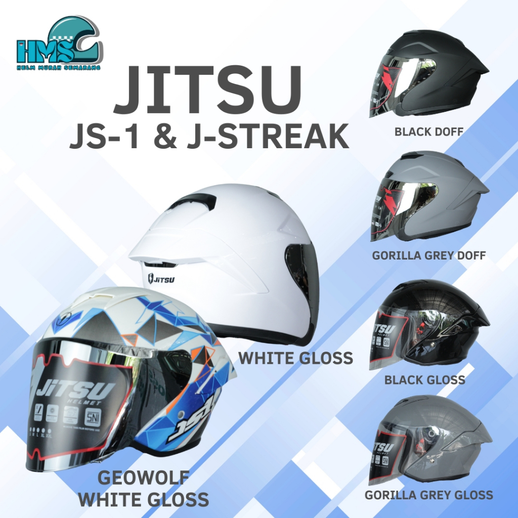HELM JITSU J-STRIKE & JITSU JS WARNA LENGKAP, HELM HALF FACE TERLARIS, JITSU