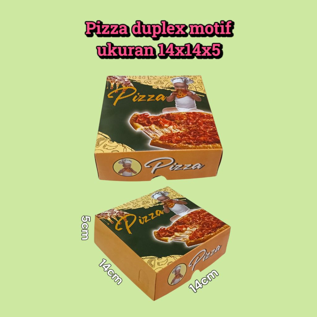 

Box pizza duplex motif ukuran 14x14x5