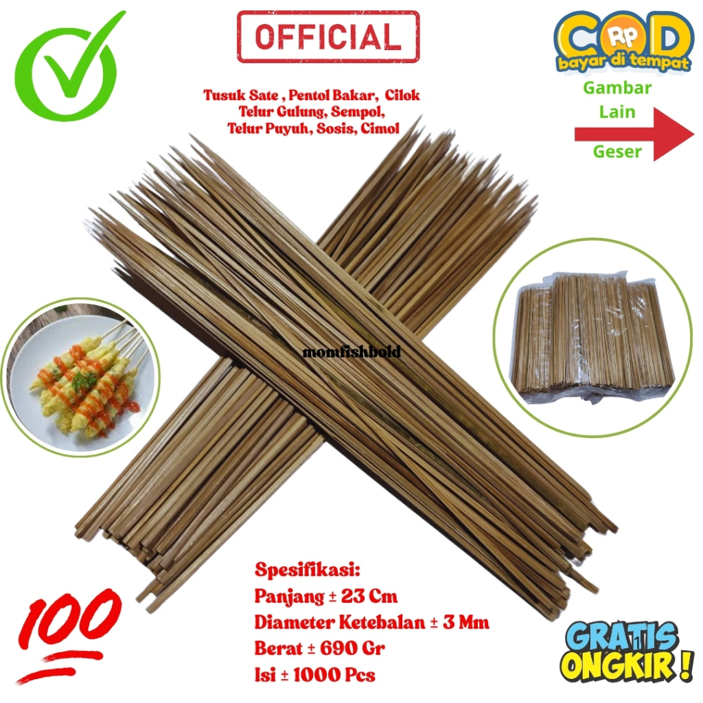 Tusuk Sate Kambing / Sate Ayam / Sate Cumi / Sate Angkringan Isi Kurang Lebih 1000 plastik