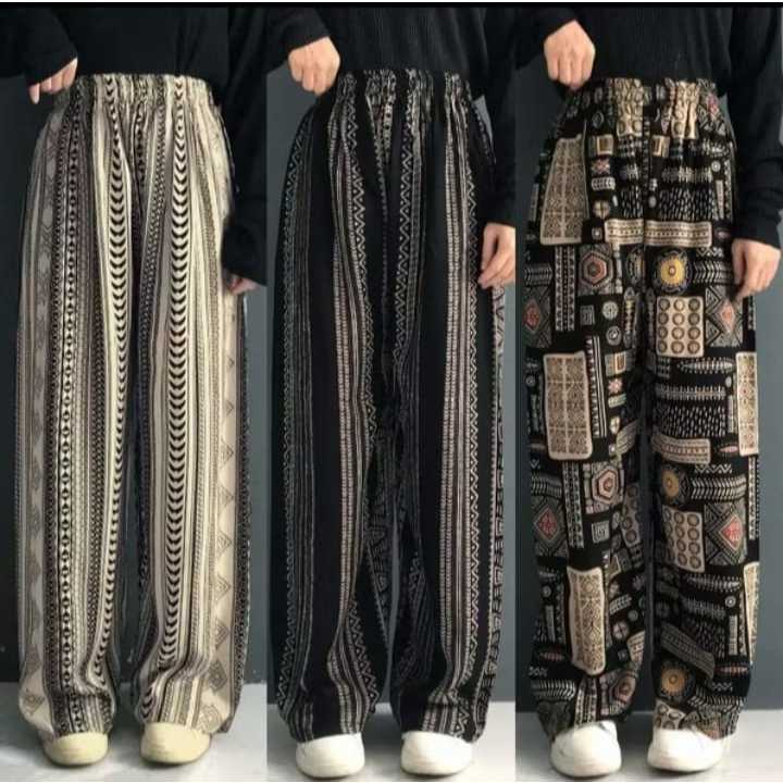 Celana Kulot Wanita Jumbo Rayon Motif  // Celana Rayon Hommy Daily Celana Panjang Kulot Adem Motif W