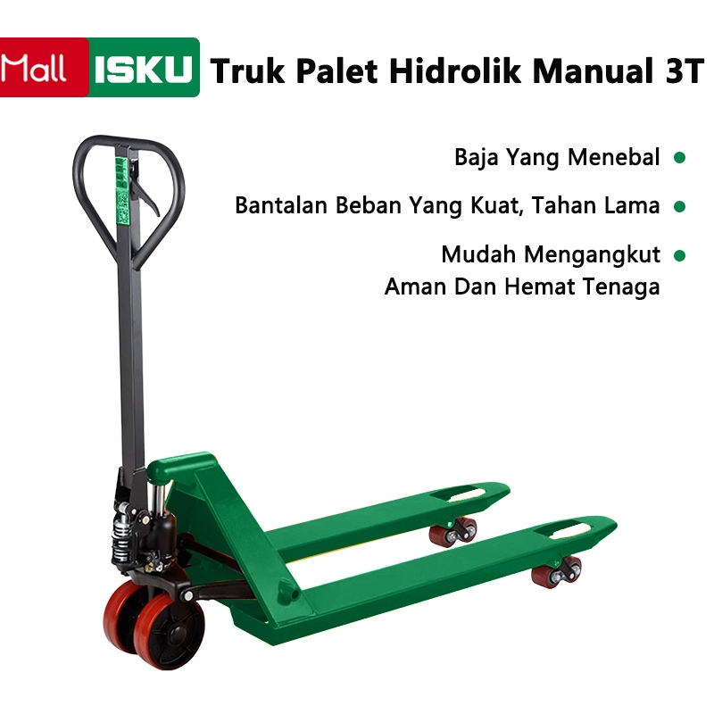 ISKU Hydraulic Hand Pallet Truck 3 Ton/Alat Angkut Barang Stacker Manual Hand Pallet Truck 3000kg