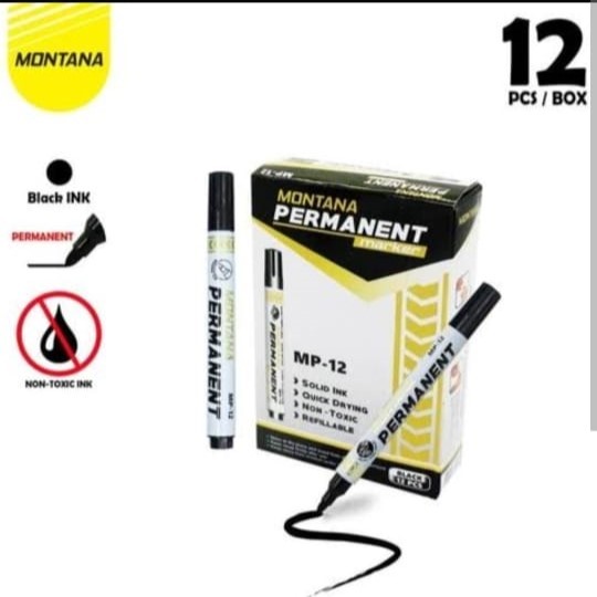 

SPIDOL PERMANEN WARNA HITAM 1 LUSIN ISI 12