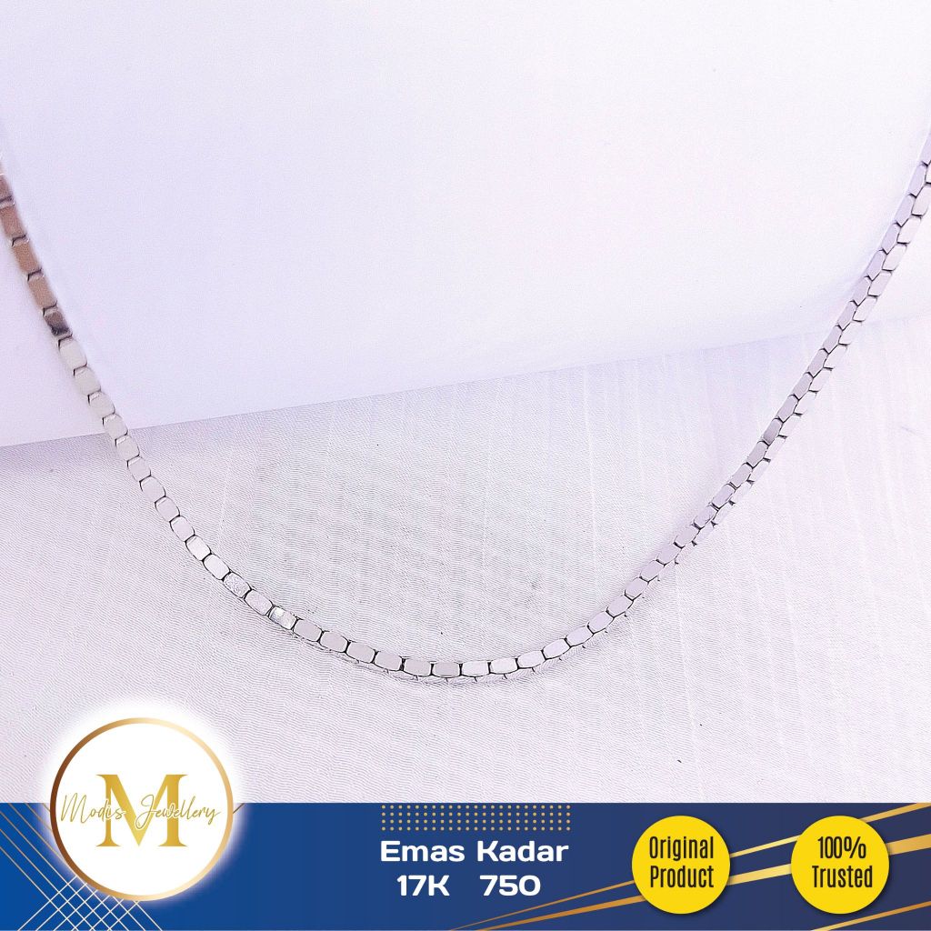 MODIS JEWELLERY - Kalung Santa Kaca Besar Putih - Emas 17k  750